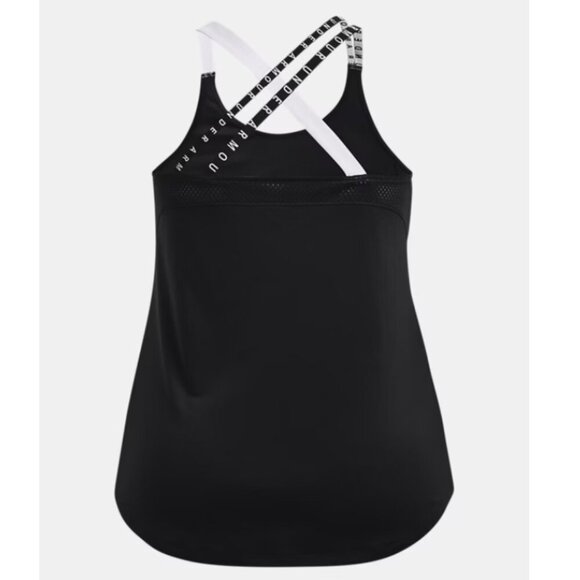 Under Armour HeatGear Wordmark Double Strap Tank Top - Black and White - NWT - Picture 2 of 8